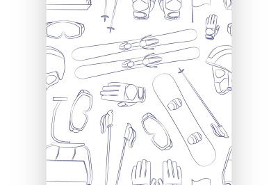 Vector set of Ski and Snowboard equipment pattern