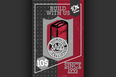 Color vintage building materials shop banner