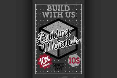 Color vintage building materials shop banner