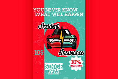 Color vintage accident insurance banner