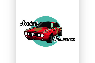 Color vintage accident insurance emblem