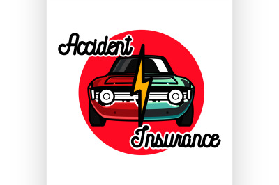 Color vintage accident insurance emblem
