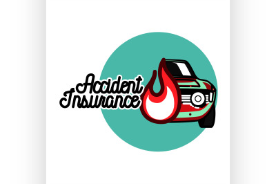 Color vintage accident insurance emblem