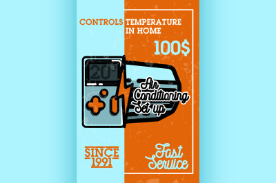 Color vintage air conditioning banner