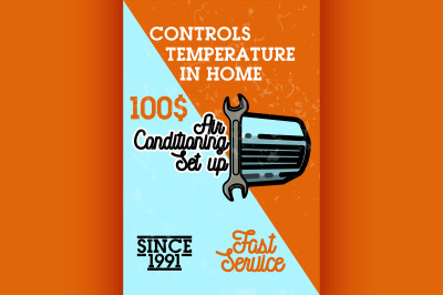 Color vintage air conditioning banner