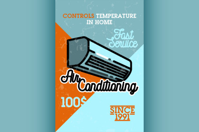 Color vintage air conditioning banner