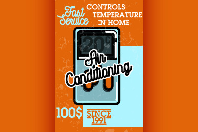 Color vintage air conditioning banner
