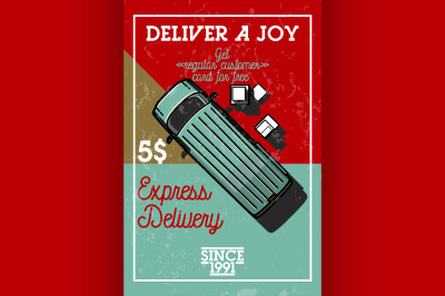 Color vintage express delivery banner
