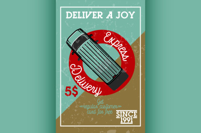 Color vintage express delivery banner