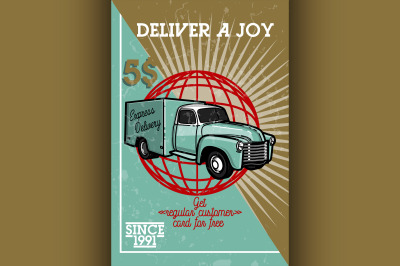 Color vintage express delivery banner