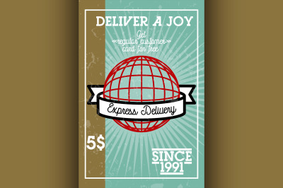 Color vintage express delivery banner
