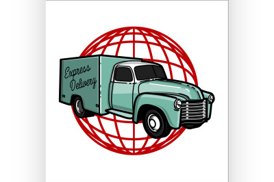 Color vintage express delivery emblem