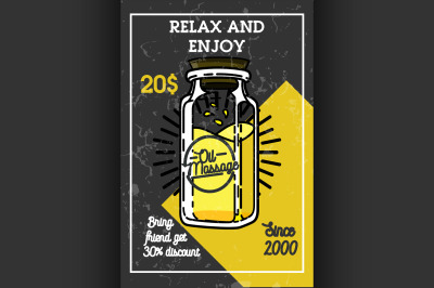 Color vintage massage salon banner