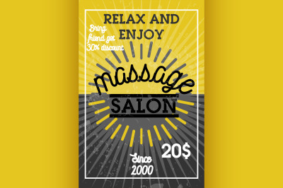 Color vintage massage salon banner