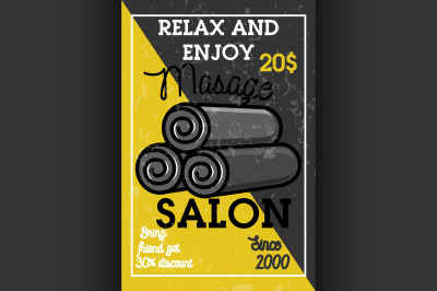 Color vintage massage salon banner