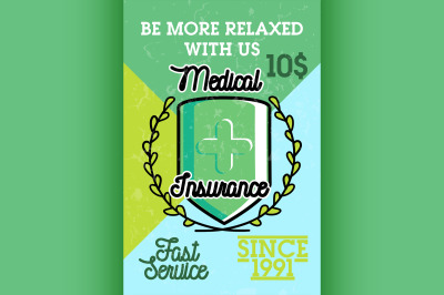 Color vintage medical insurance banner