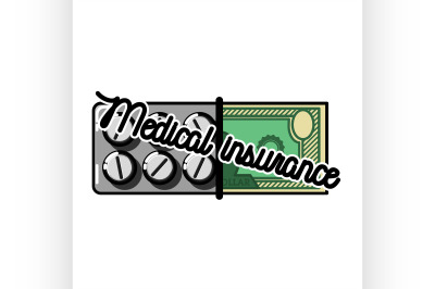 Color vintage medical insurance emblem