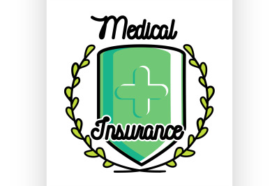 Color vintage medical insurance emblem