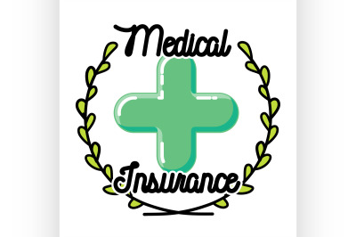 Color vintage medical insurance emblem
