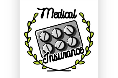 Color vintage medical insurance emblem