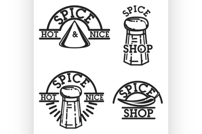 Color vintage spice shop emblems