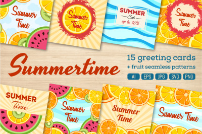 15 Summer time greeting cards and fruit patterns