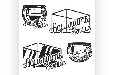 Color vintage aquariums service emblems