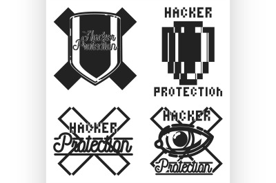 Color vintage hacker protection emblem