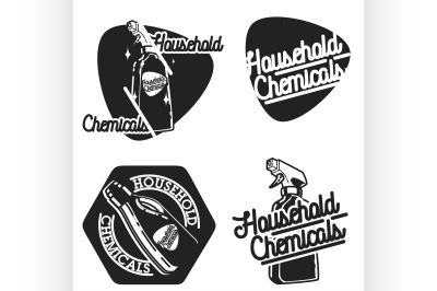Color vintage household chemicals emblems