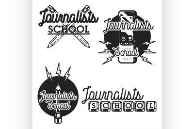 Color vintage journalists school emblems