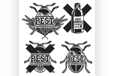 Color vintage pest extermination emblems