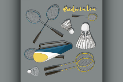 Badminton labels and icons set