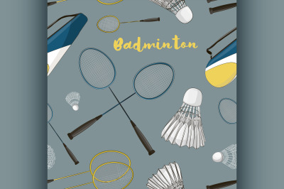 Badminton labels and icons set pattern