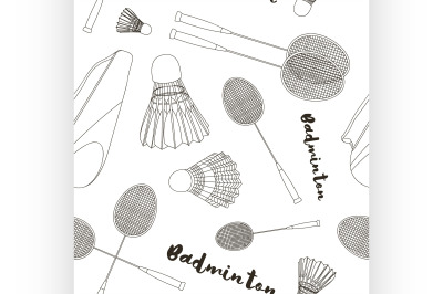 Badminton labels and icons set pattern