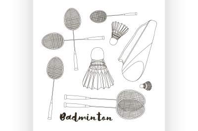 Badminton labels and icons set