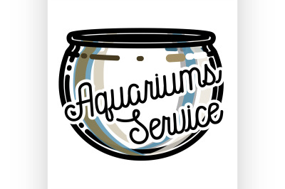 Color vintage aquariums service emblem