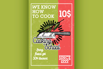 Color vintage cooking school banner