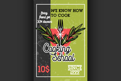Color vintage cooking school banner