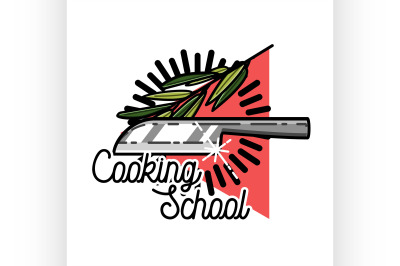 Color vintage cooking school emblem