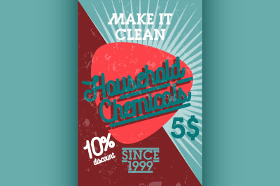 Color vintage household chemicals banner
