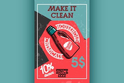 Color vintage household chemicals banner