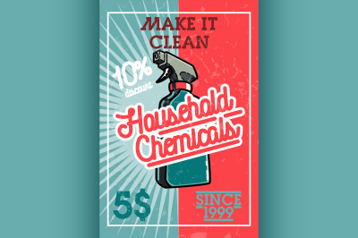 Color vintage household chemicals banner