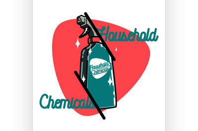 Color vintage household chemicals emblem
