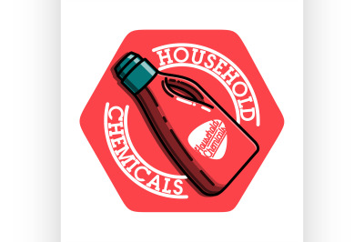 Color vintage household chemicals emblem