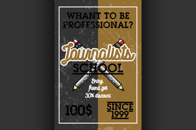Color vintage journalists school banner