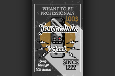 Color vintage journalists school banner