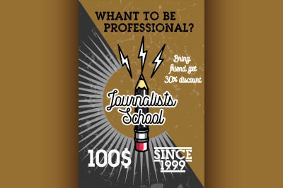 Color vintage journalists school banner