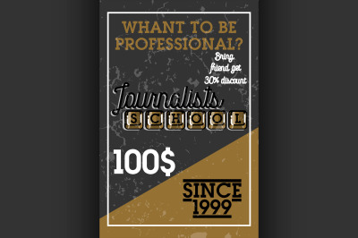 Color vintage journalists school banner