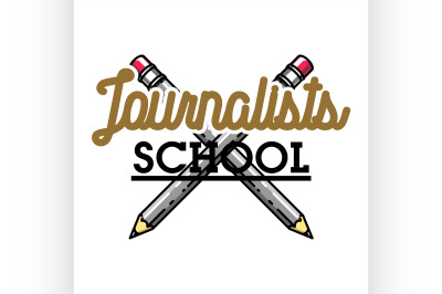 Color vintage journalists school emblem