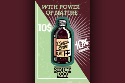 Color vintage medical plants herbs banner